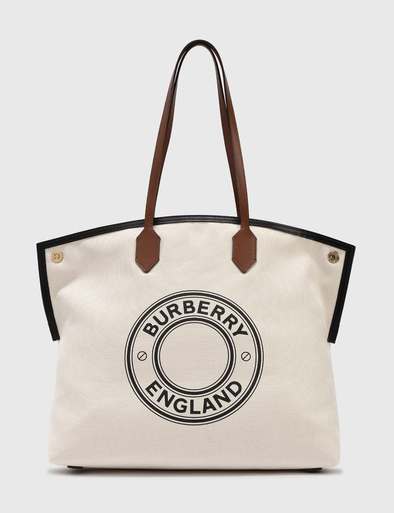 Burberry - Large Logo Graphic Cotton Canvas Society Tote | HBX