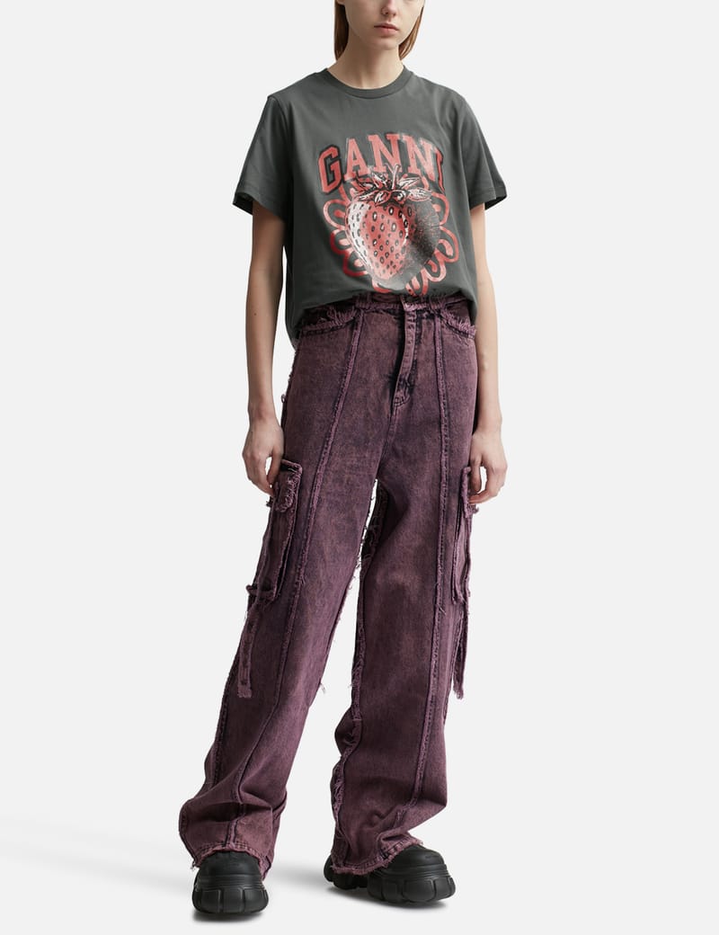 Ganni - グレー リラックス ストロベリー Tシャツ | HBX