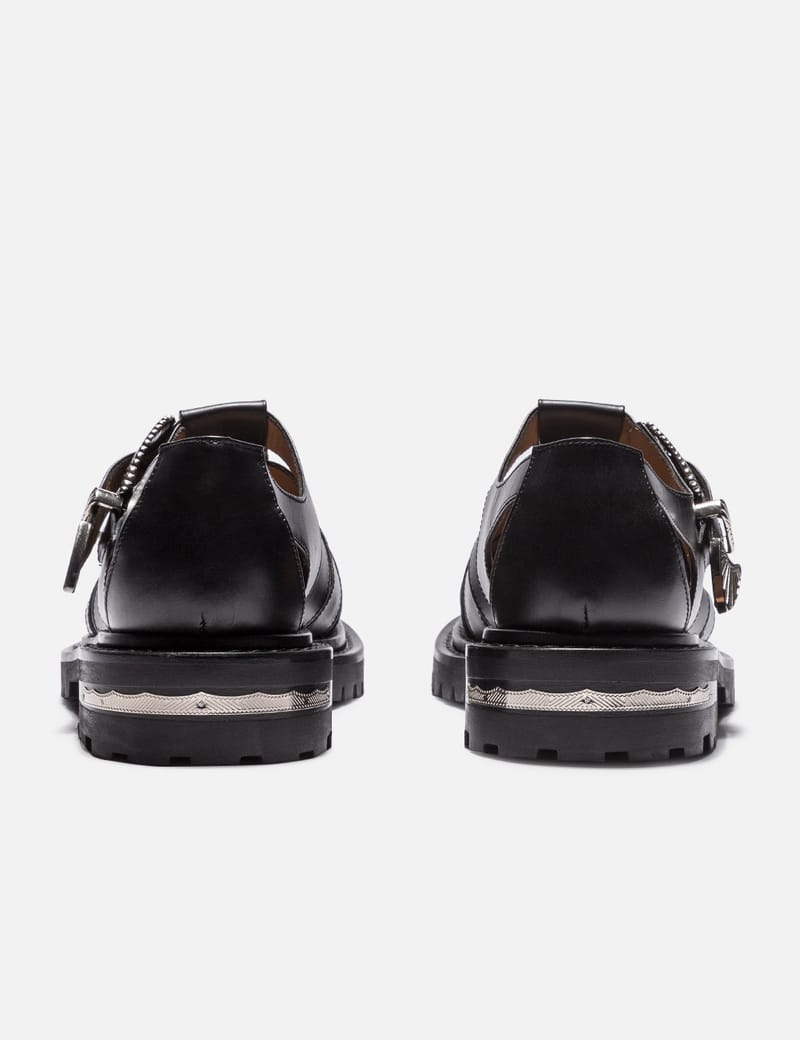 Toga Virilis Black Gladiator Leather Sandals | ModeSens