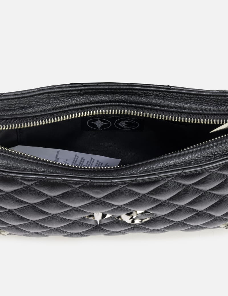 THUG CLUB Angels Quilted Belt Bag - Black cowhide, quilted