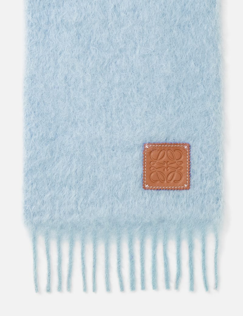 ヘアアクセサリー LOEWE MOHAIR WOOL SCARF LOEWE Leather-trimmed fringed mohair-blend scarf | NET-A-PORTER