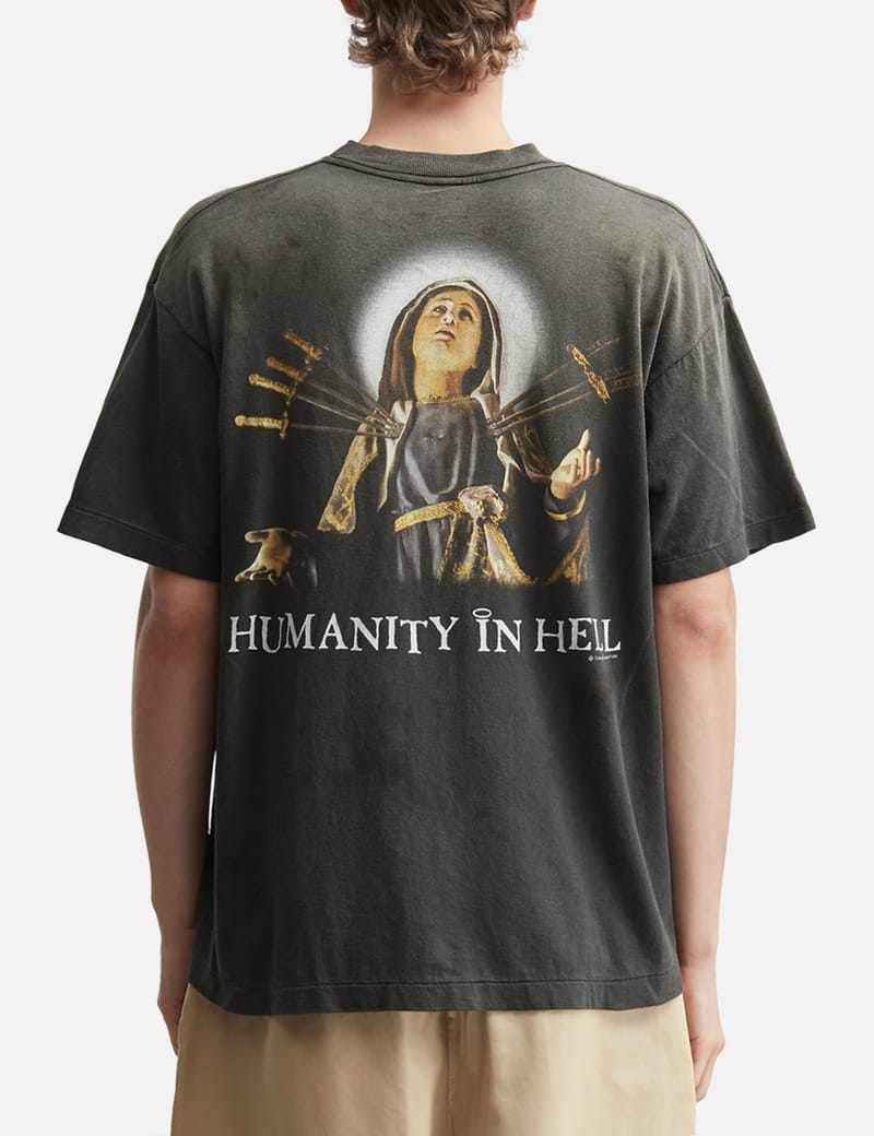 Saint Michael Jesus Short Sleeves T-Shirt - Wide-fit distressed