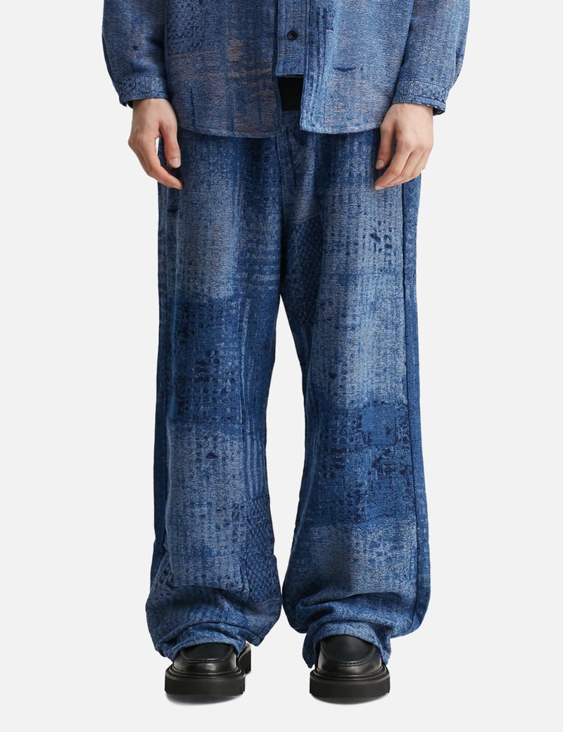 FDMTL Boro Jaquard Wide Pants Rinse - Indigo boro jacquard wide