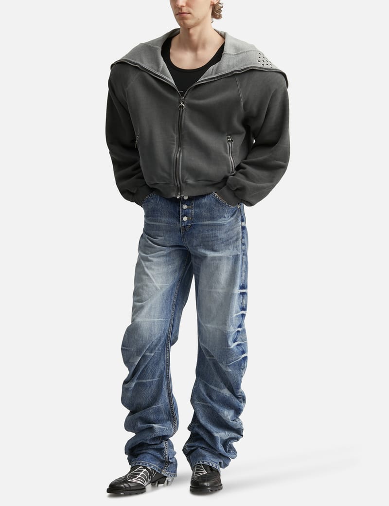 THUG CLUB Bulk Shoulder Gladiator Zip-Up Hoodie - Oversized THUG CLUB Bulk Shoulder Gladiator Zip-Up Hoodie - Oversized