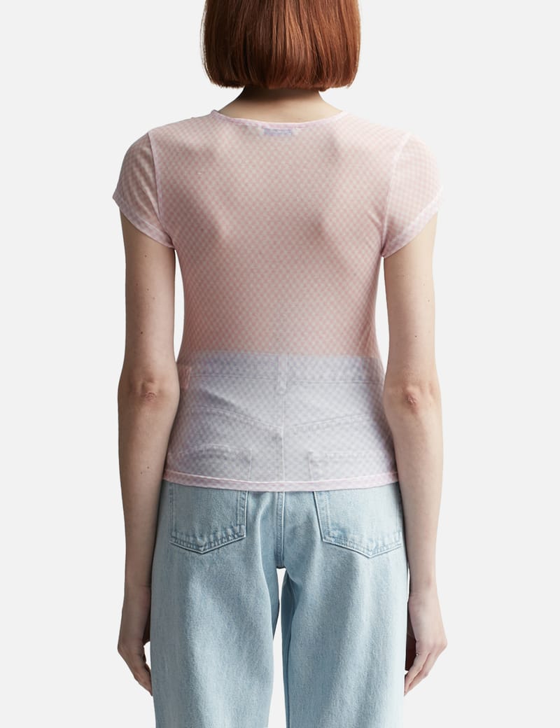 Paloma wool Malvo ロゴシャツ　ピンクチェック MALVO-Pink delicate, slightly sheer top with diamond print