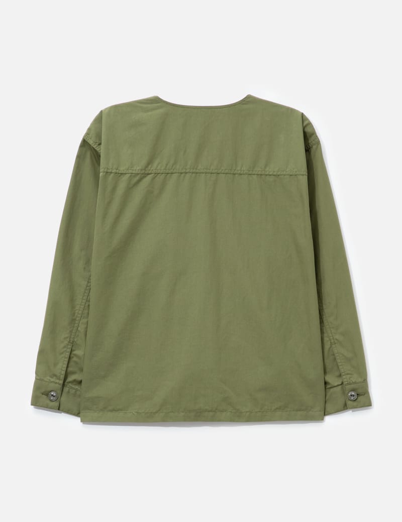 NEIGHBORHOOD No Collar Utility Jacket - Military-inspired olive