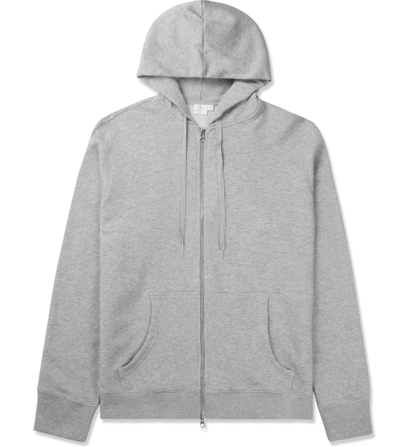 SUNSPEL - Grey Melange Zip Front Hoodie | HBX