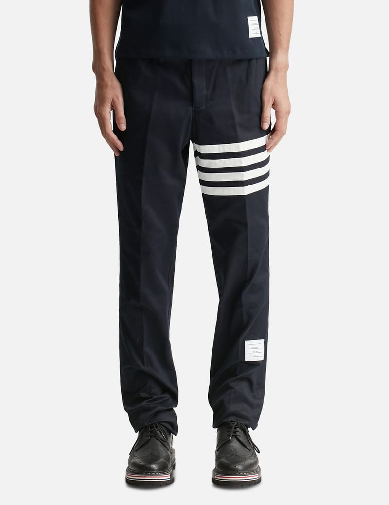 Thom Browne Cotton Twill 4-Bar Unconstructed Chino Trousers - Navy