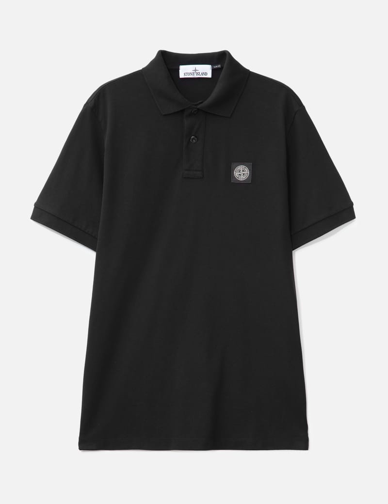 【STONE 】Logo Patch Slim Fit Short Sleeve Polo Shirt Stone Island - Slim-fit Short-sleeve Polo Shirt With Compass