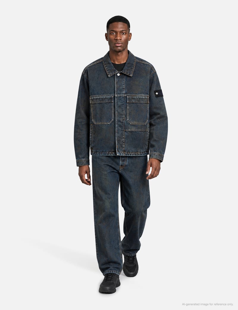 Stone Island Indigo Denim Jacket - Raw organic denim, signature