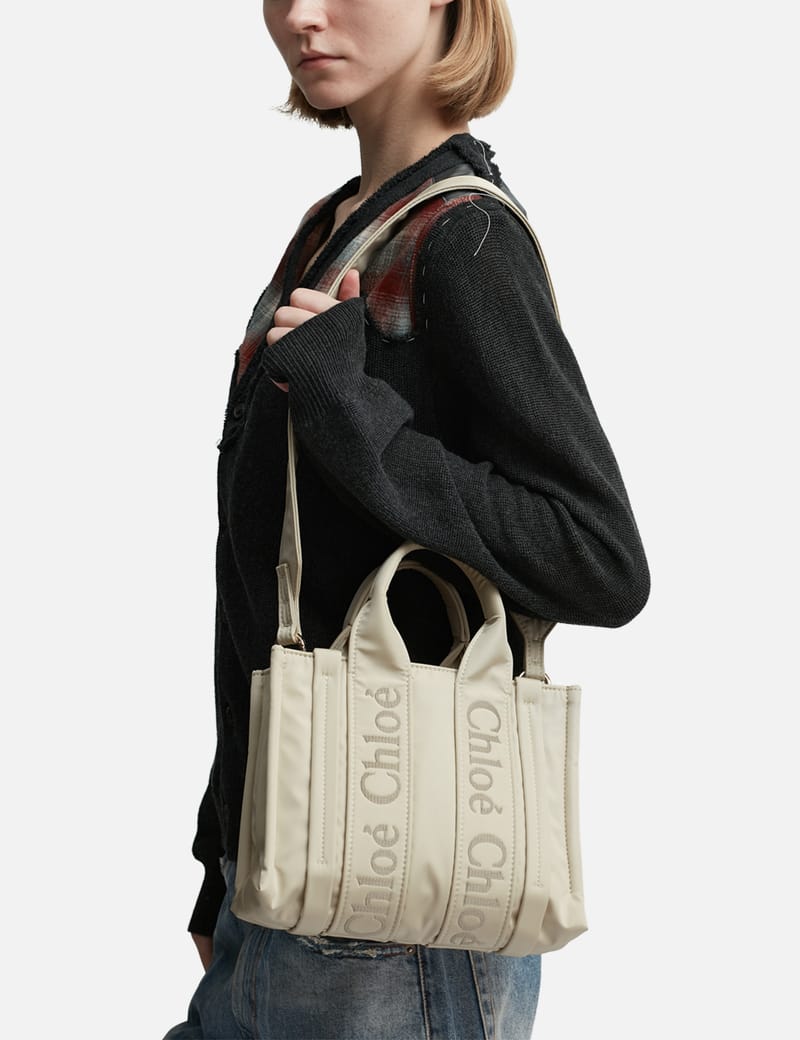 CHLOE「WOODY」スモールトートバッグ ナイロン Dusty Ivory CH23546B-Chloe-Woody-medium-