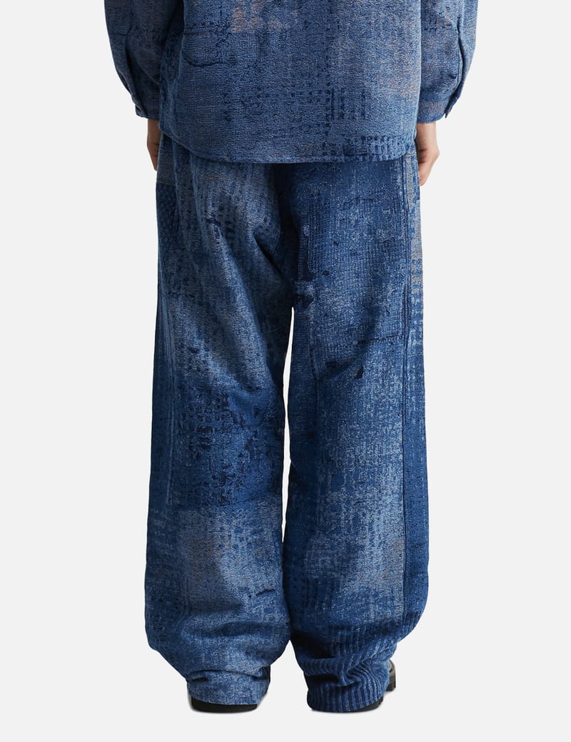 FDMTL Boro Jaquard Wide Pants Rinse - Indigo boro jacquard wide