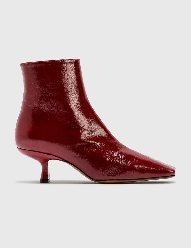 BY FAR Lange Bordeaux Creased Leather Boots HBX Globally