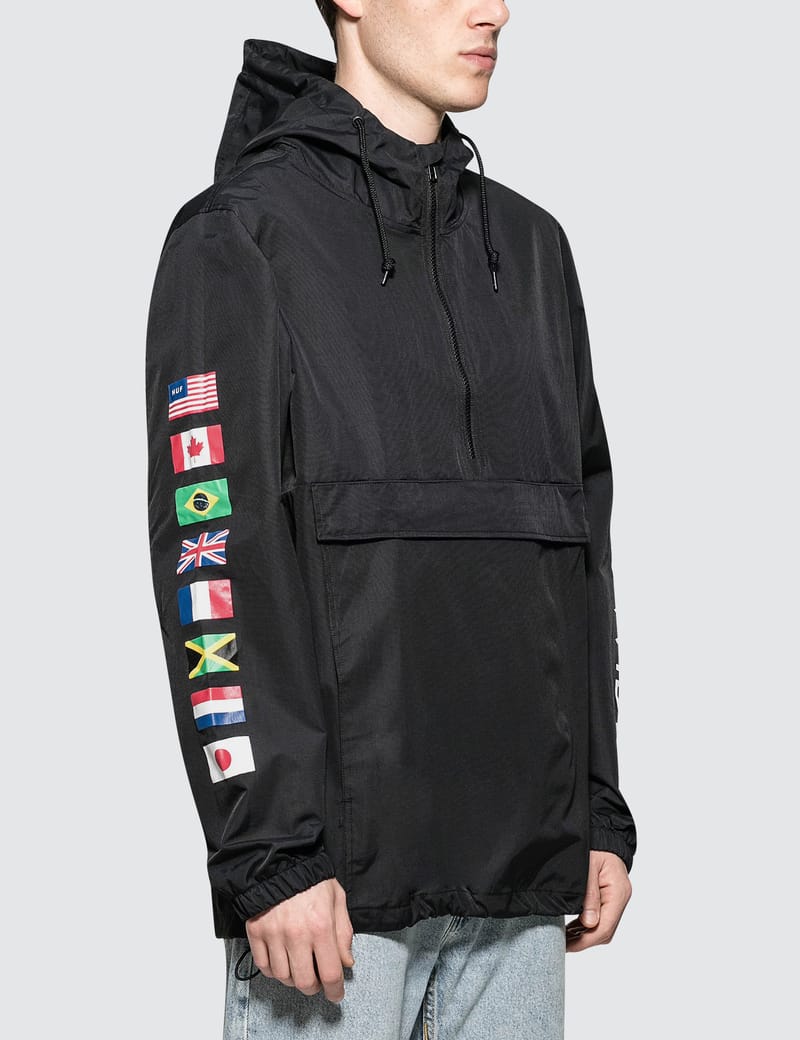 Huf regional tour shop black mens anorak jacket