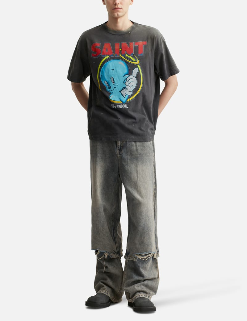 Saint Michael Baby Michael Short Shirt T-shirt - Worn-in black