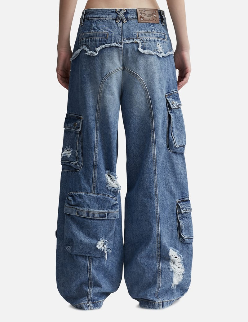 ボトムスその他 Off-White Blue wide cargo denim jeans Andersson Bell - Simiz Denim Cargo Jeans | HBX - Globally