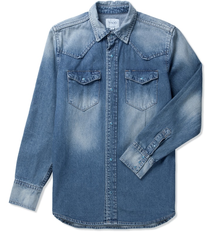 FUCT SSDD - Wash Desert Angel Denim Shirt | HBX - Globally Curated