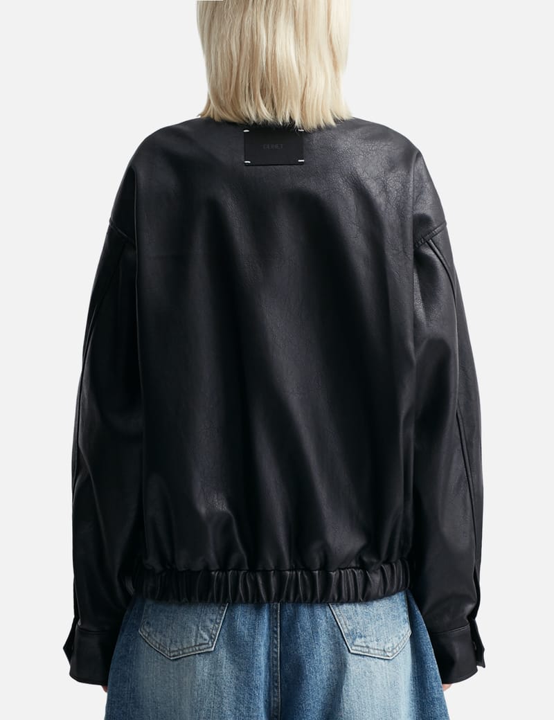 ◆DEINET◆ ECOLEATHER BOMBER BANDED JUMPER FOR MEN IN DARK B DEINET - Eco-Leather Bomber Banded Jumper | HBX - Globally