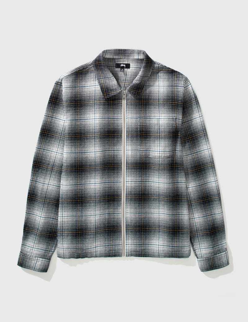 Stüssy - Paul Shadow Plaid Zip Shirt | HBX - Globally Curated