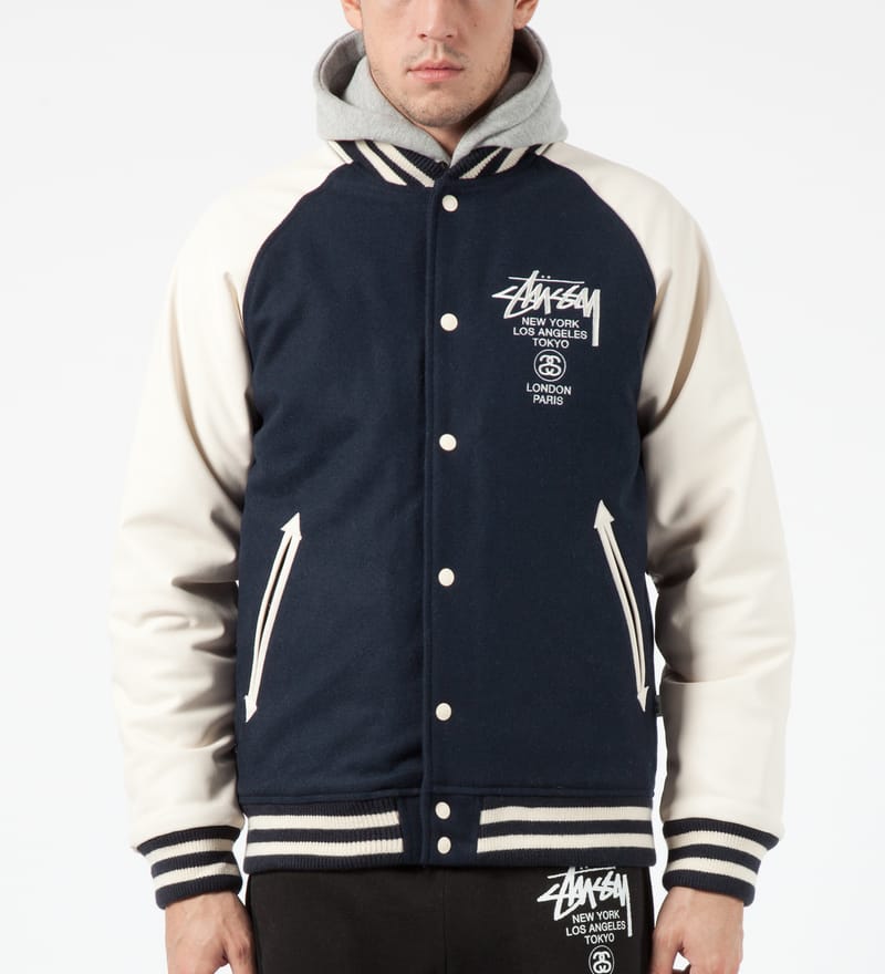 Stüssy - Dark Navy World Tour Wool Jacket | HBX - Globally Curated