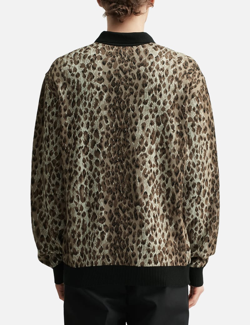 トップス WACKO MARIA Leopard Knit Polo Shirt L WACKO MARIA/GUILTY PARTIES 