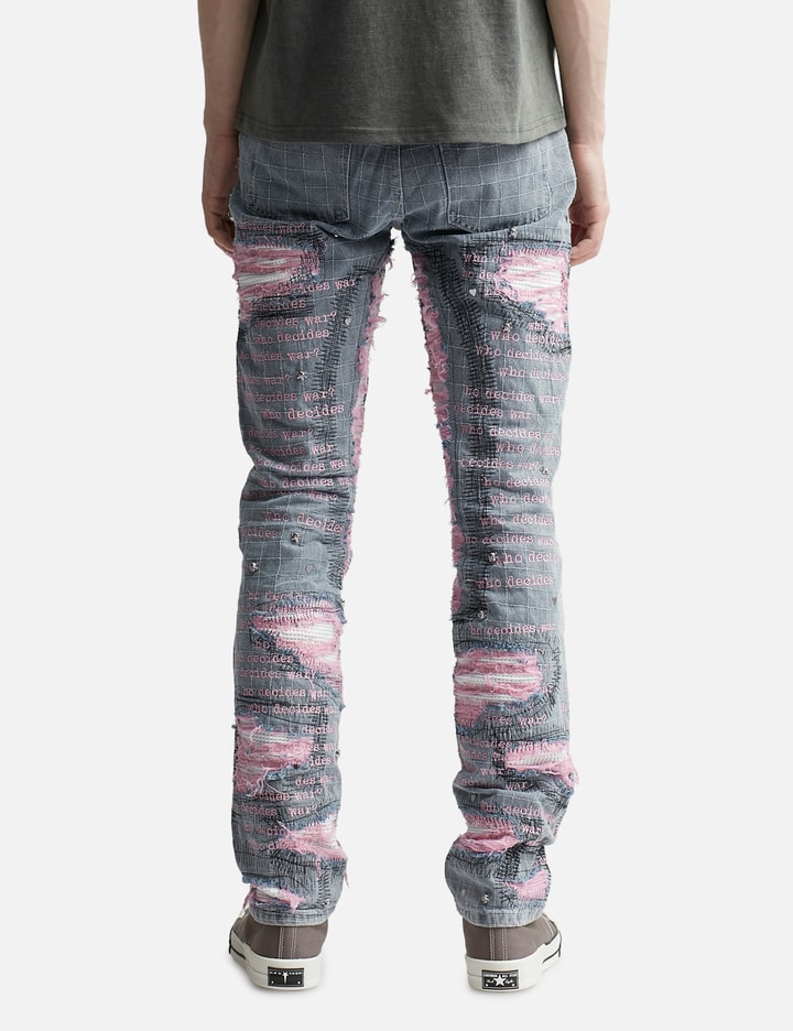Jean Material With Scriptures Who Decides War - Amplified Scripture Denim Jeans | HBX