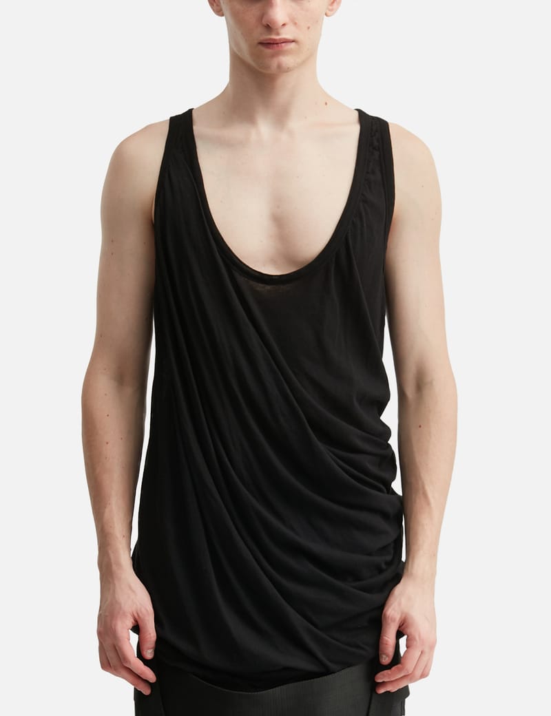Rick Owens Pony Tank - Sheer organic cotton tank with a draped