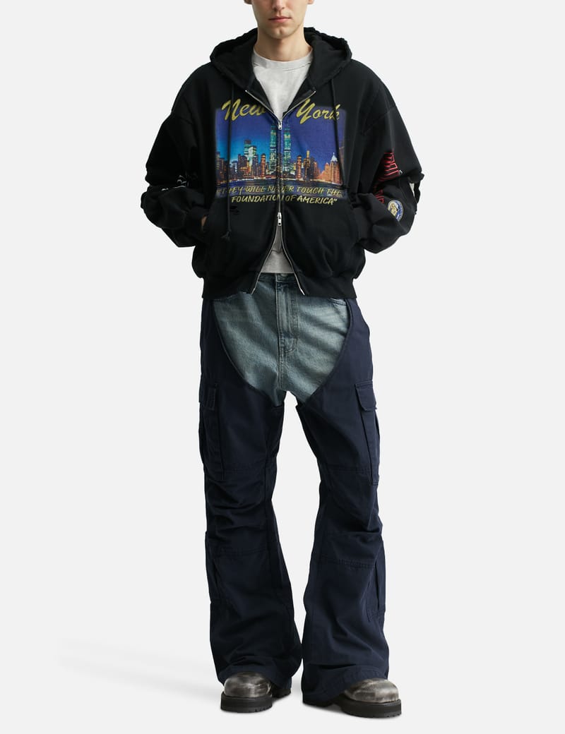 Protocol-Index Biker Cargo Denim Pants - 100% cotton, double