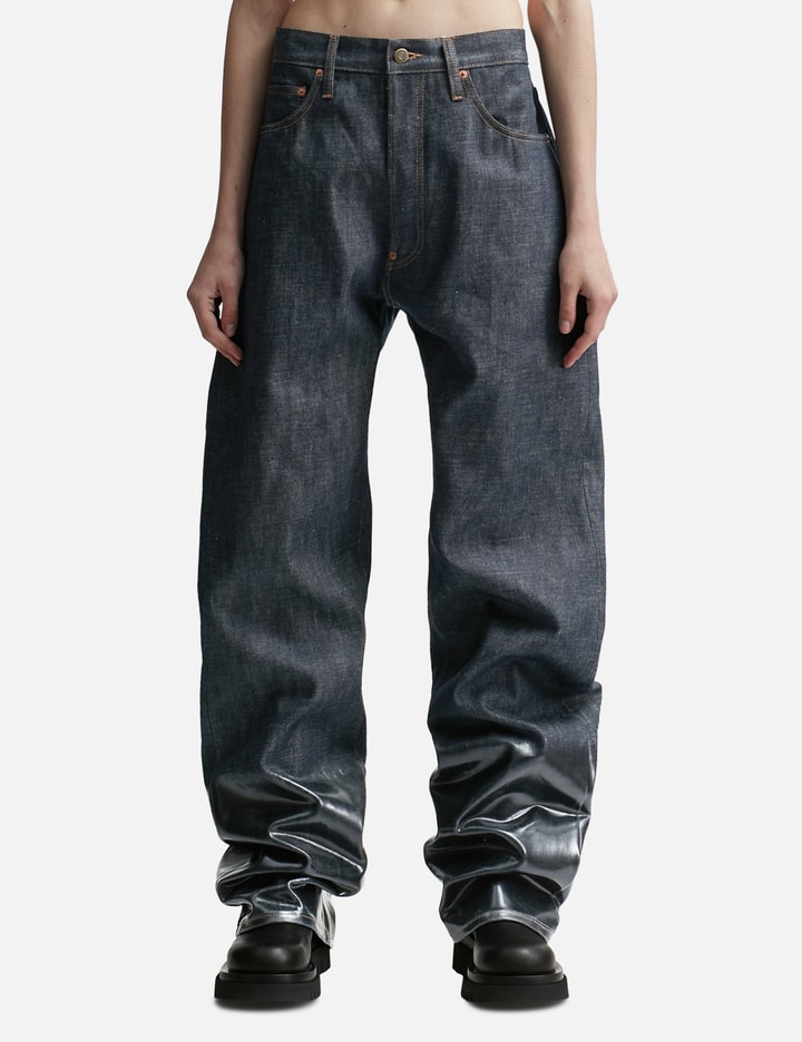 Maison Margiela - Lacquered Turn-up Jeans | HBX - Globally Curated ...