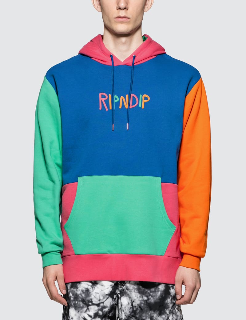 Color block outlet multi panel hoodie