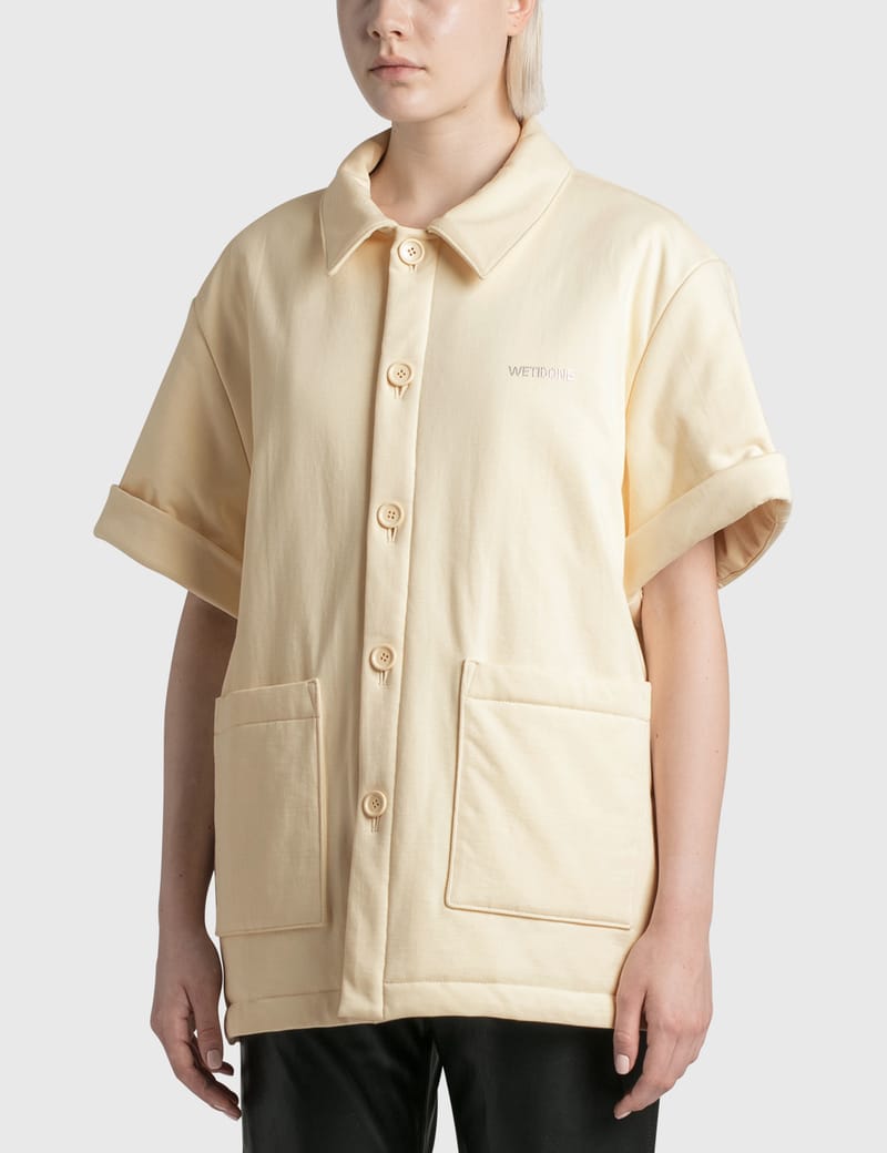We11done - Ivory Padded Short Sleeve Shirt | HBX - Globally