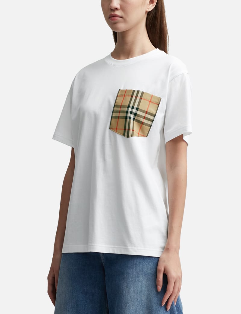 Burberry check cheap pocket t shirt