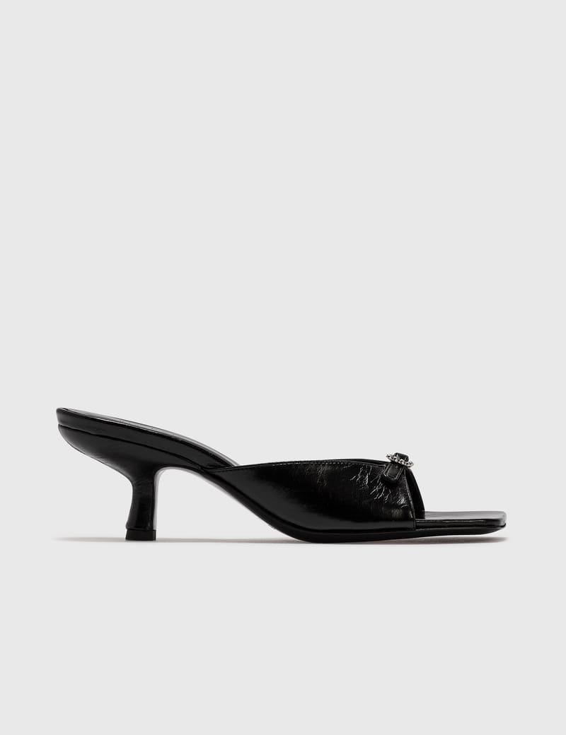 BY FAR Erin Black Creased Leather Sandal HBX Globally