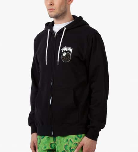 Stüssy - Black Gold Flake 8 Ball Zip Hoodie | HBX Stüssy - Black Gold Flake 8 Ball Zip Hoodie | HBX