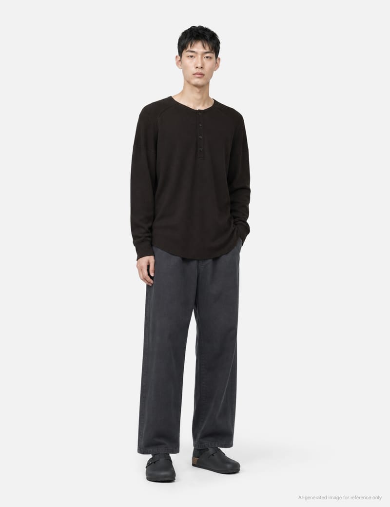 トップス C/CA HENLEY LS T-SHIRT(D.BROWN) ANCELLM C/CA Henley LS T-Shirt - Soft cotton-cashmere waffle knit