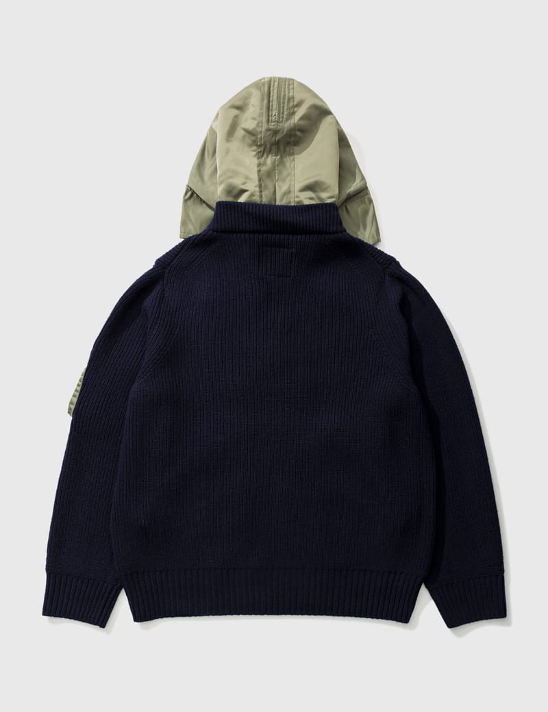 Sacai - Wool Knit Hoodie | HBX - HYPEBEAST 為您搜羅全球潮流時尚品牌