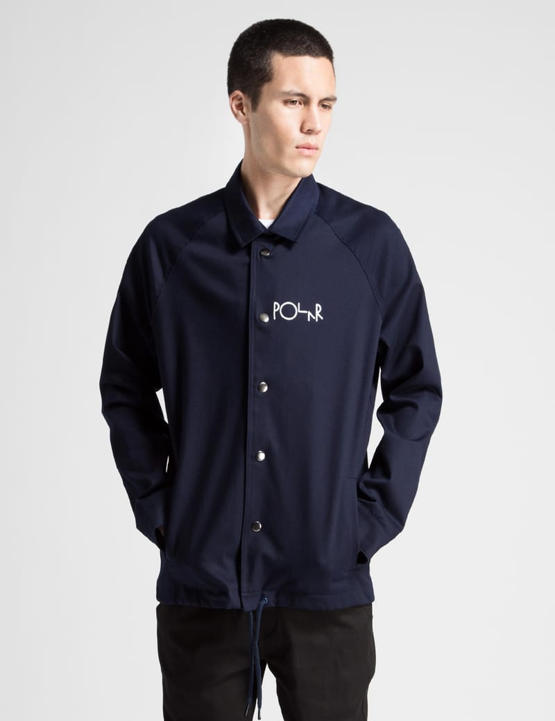 Polar Skate Co. - Navy PSC Stroke Logo Coach Jacket | HBX