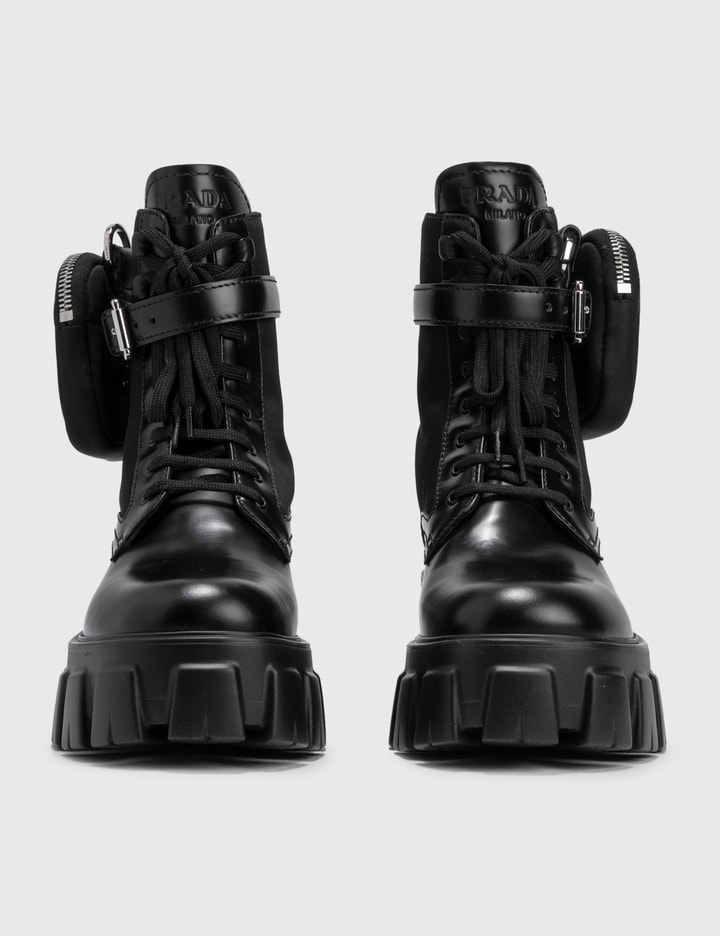 Prada - Monolith Leather And Nylon Fabric Boots | HBX - Globally ...