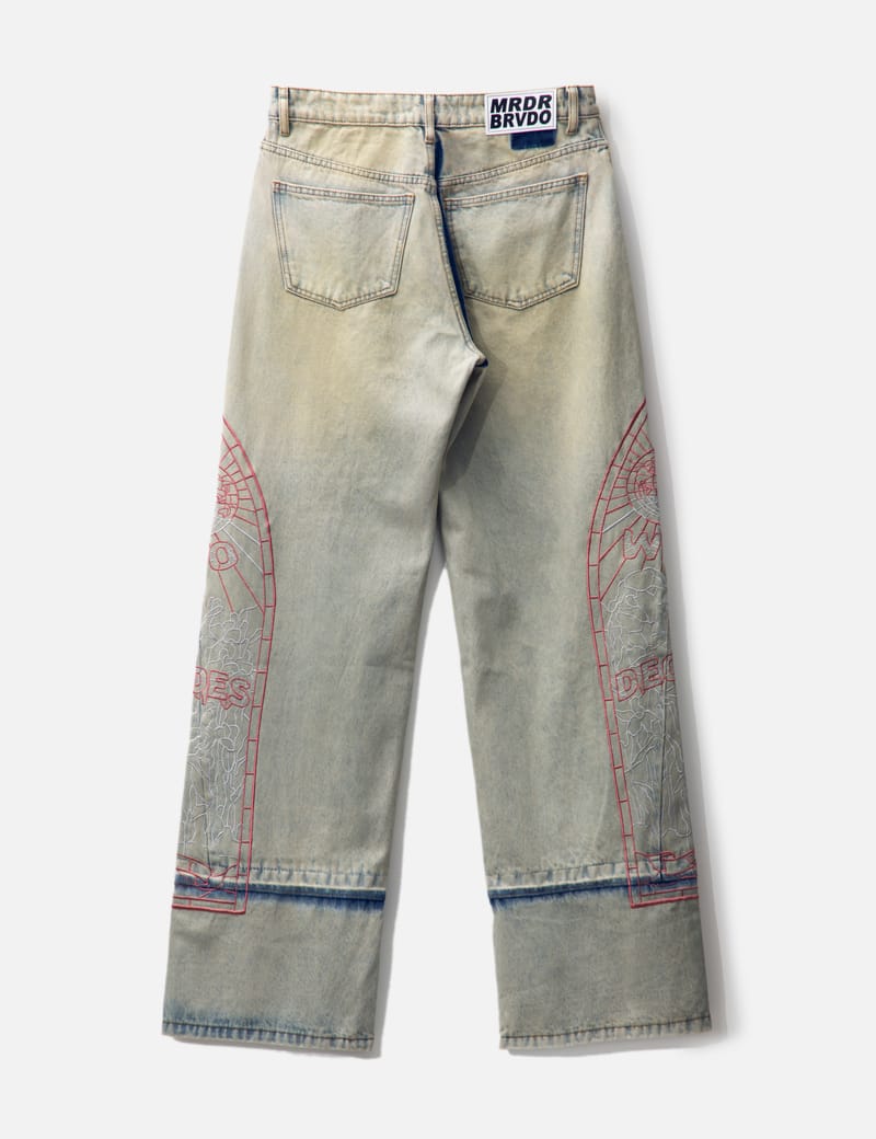 Who Decides War - EXTENDED HEM EMBROIDERED DENIM PANT | HBX