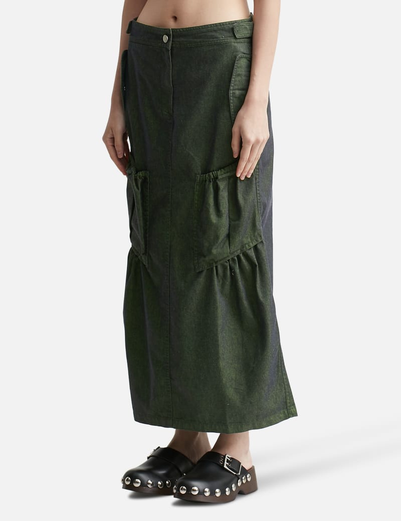 CUPRO/RAYON TWILL ASYMMETRIC FLARED SKIRT – THE SHOP YOHJI