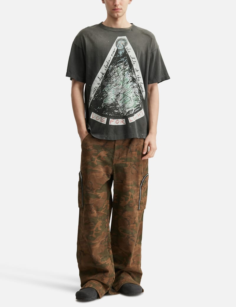 Saint Michael × Jamie Reid Vote For Light T-Shirt - Distressed