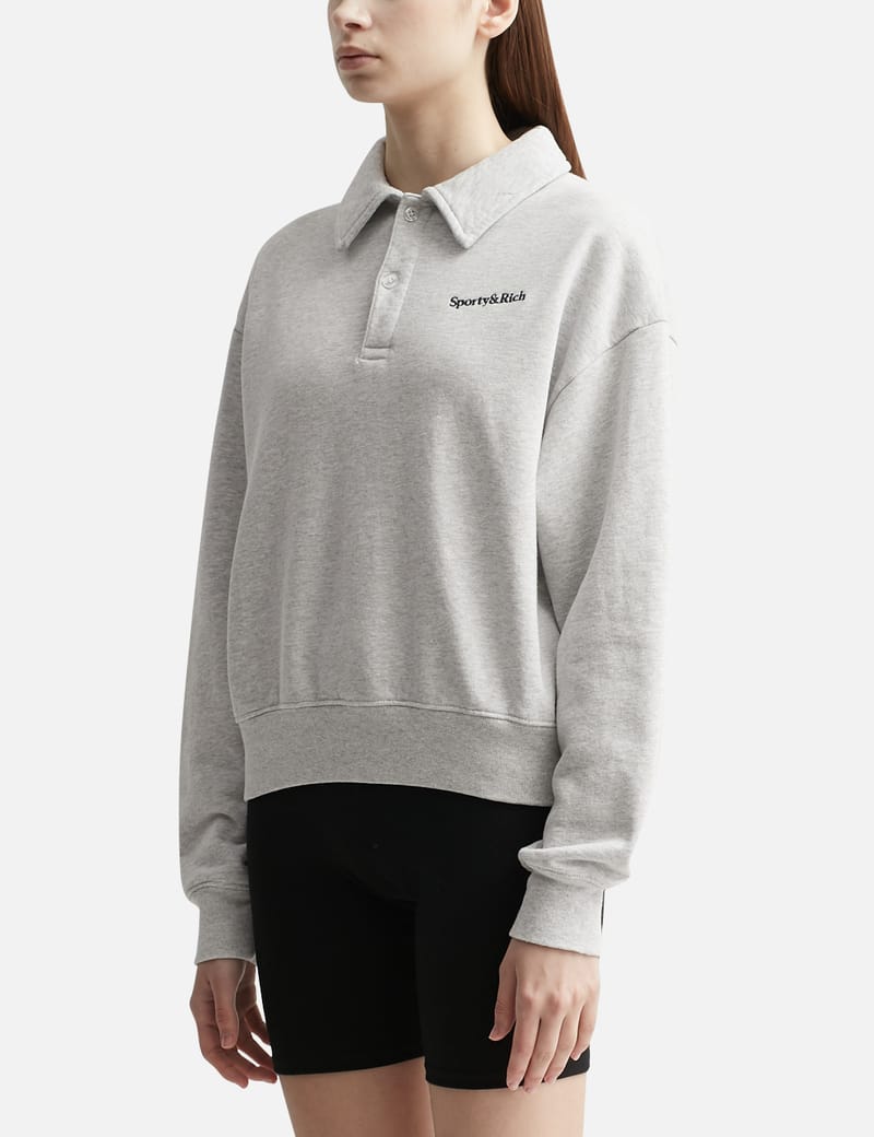 Sporty & Rich - Serif Logo Embroidered Polo Shirt | HBX