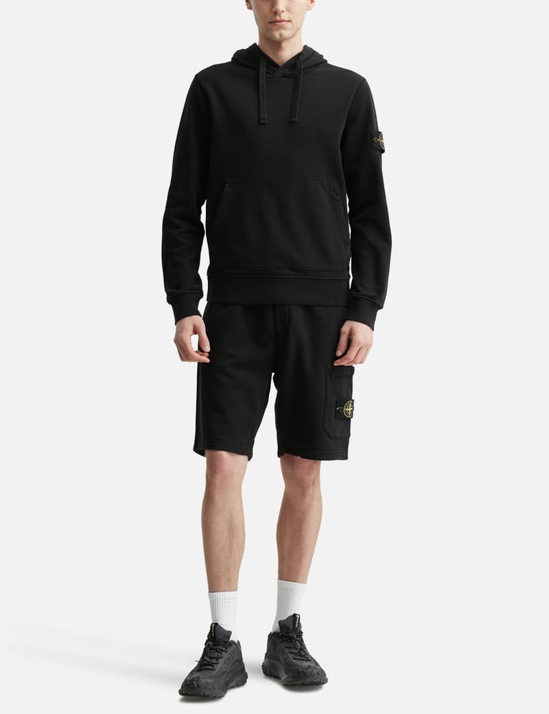 Stone Island: Gray Organic Cotton Waffle Fleece Hoodie | SSENSE