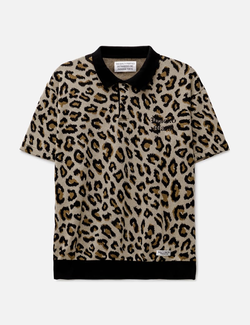 Wacko Maria - Leopard Knit Polo Shirt | HBX - Globally