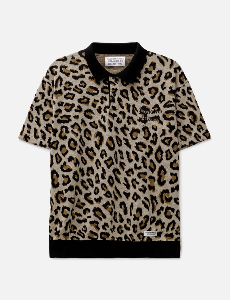 WACKO MARIA LEOPARD KNIT PORO SHIRT-