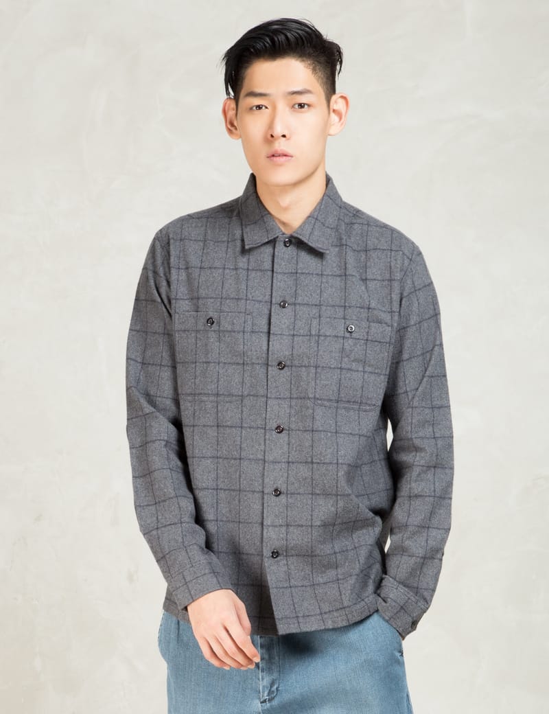 N.Hoolywood - Grey L/S 2 Pocket Check Shirt | HBX - Globally