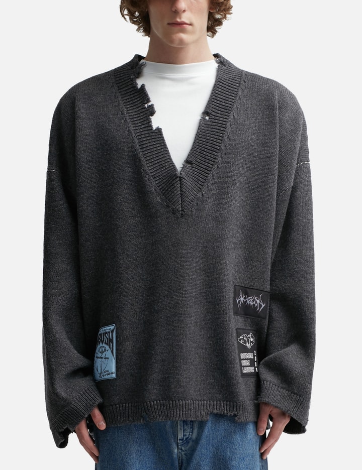 AMBUSH® VNeck Patch Knit Sweater HBX Globally Curated Fashion