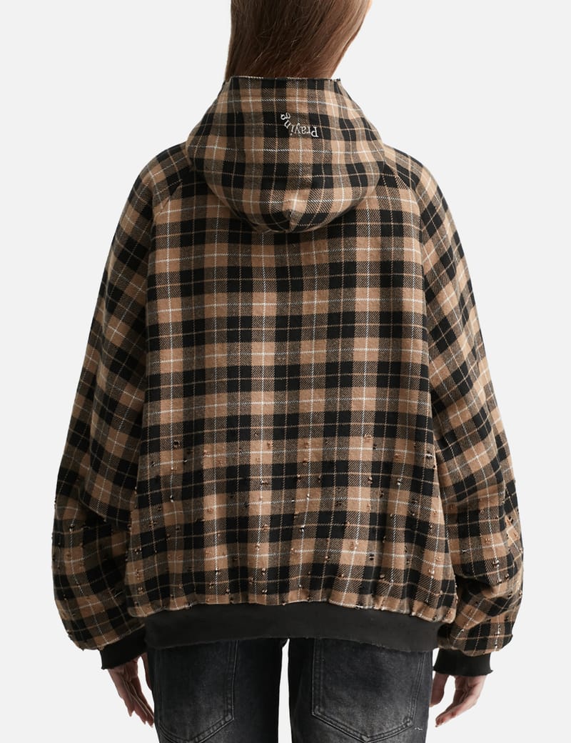 Praying - Plaid Shearling Hoodie | HBX