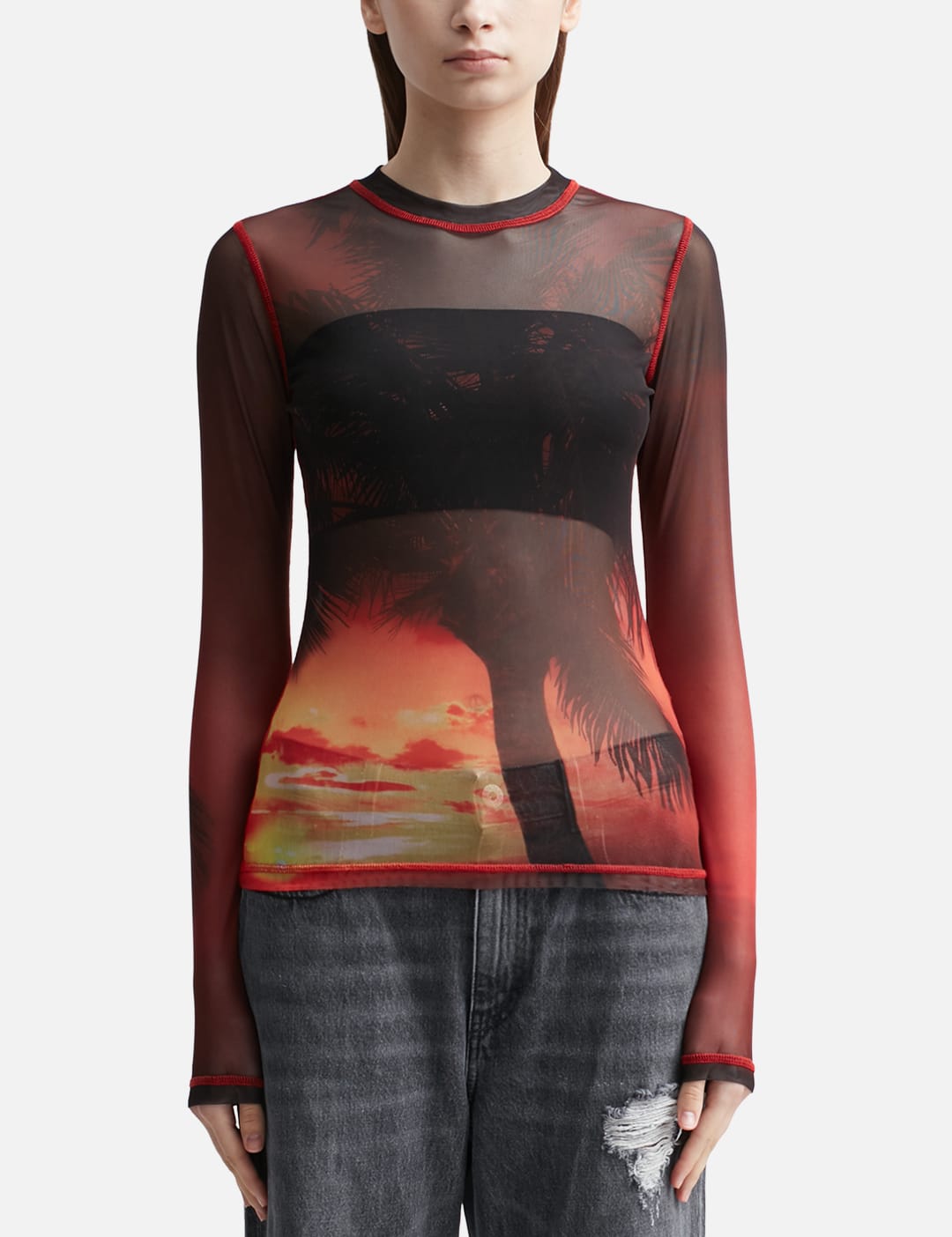MISCHIEF - Printed Mock Neck Cycling Jersey Top | HBX - Globally 