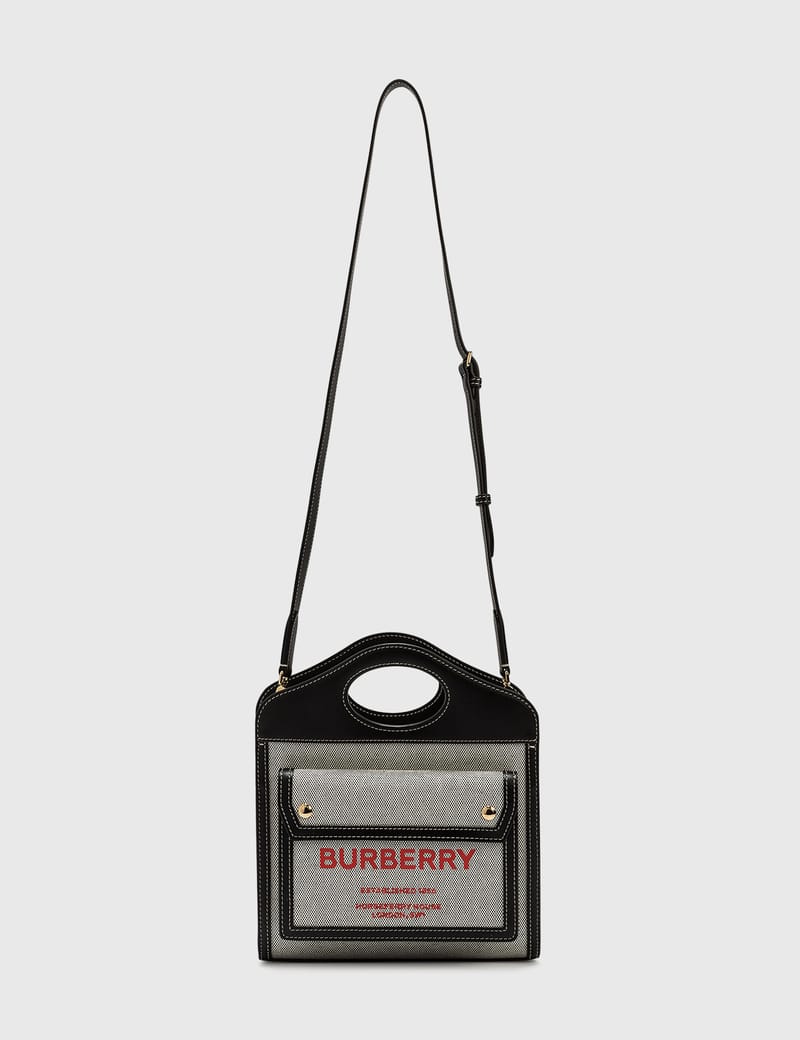 ハンドバッグ BURBERRY POCKET MIN HANDBAG INI COATED CANVAS Mini Pocket Bag in Natural/malt brown - Women, Canvas